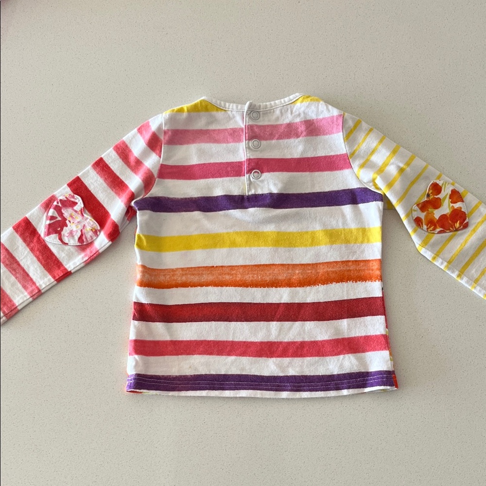 Catimini Multicolor Striped Floral Long-Sleeve Tee French Designed - Picture 5 of 6